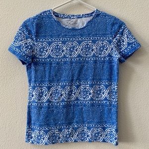 Talbots Petites P Blue and White T Shirt